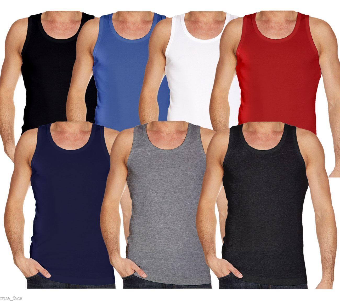MENS VEST PLAIN 100% COTTON T SHIRT SLEEVELESS TANK TOP - TheComfortshop.co.uk