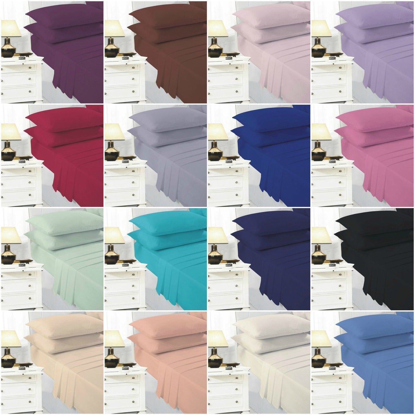 Fitted Plain Dyed Elasticated Polycotton Percale Bed Sheet - TheComfortshop.co.uk