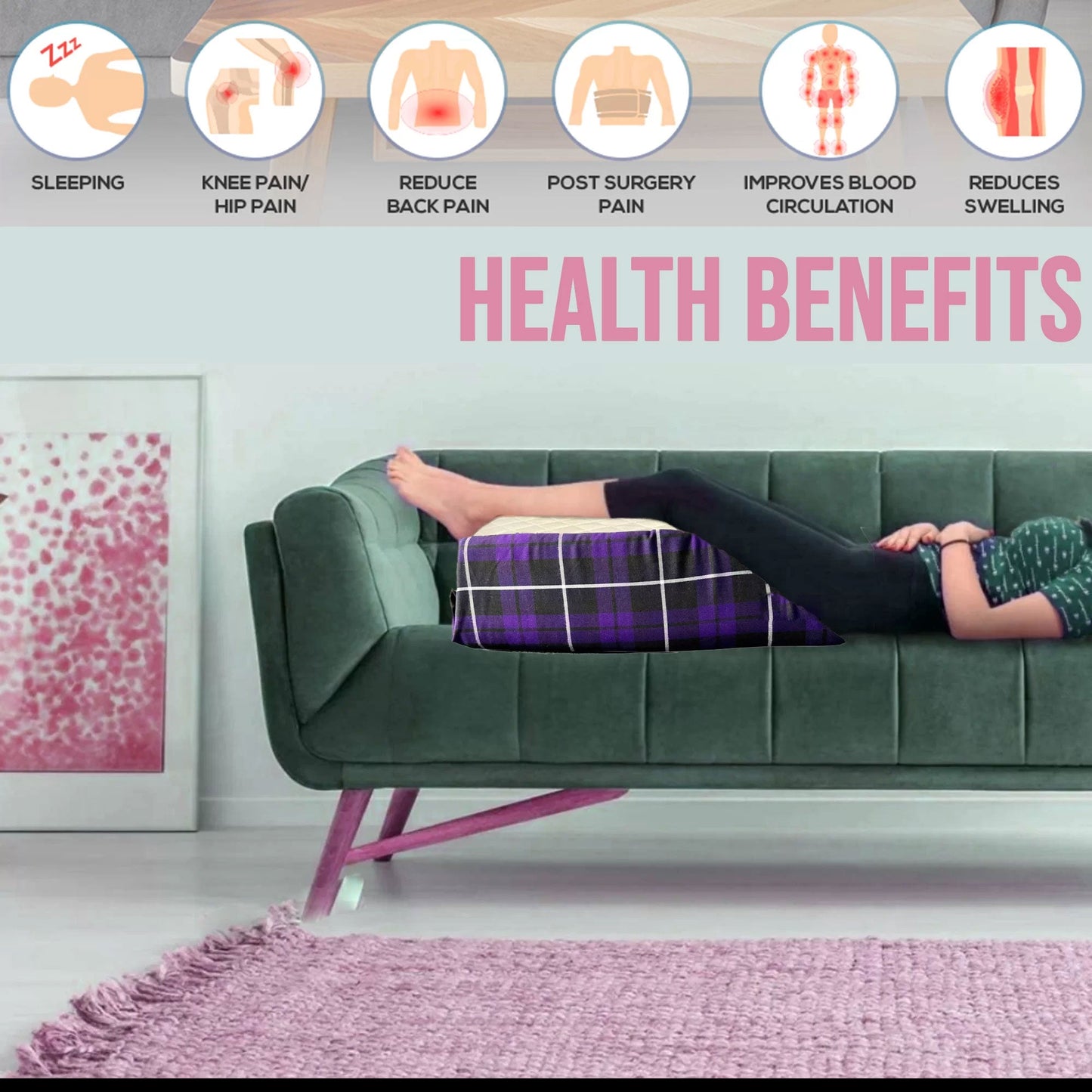 Elevating Wedge Memory Foam Leg Rest Support Cushion Pillow - TheComfortshop.co.ukPillows0721718962670thecomfortshopTheComfortshop.co.ukLeg Wedge TARTAN PURPLE SIDETartan Purple SideElevating Wedge Memory Foam Leg Rest Support Cushion Pillow - TheComfortshop.co.uk