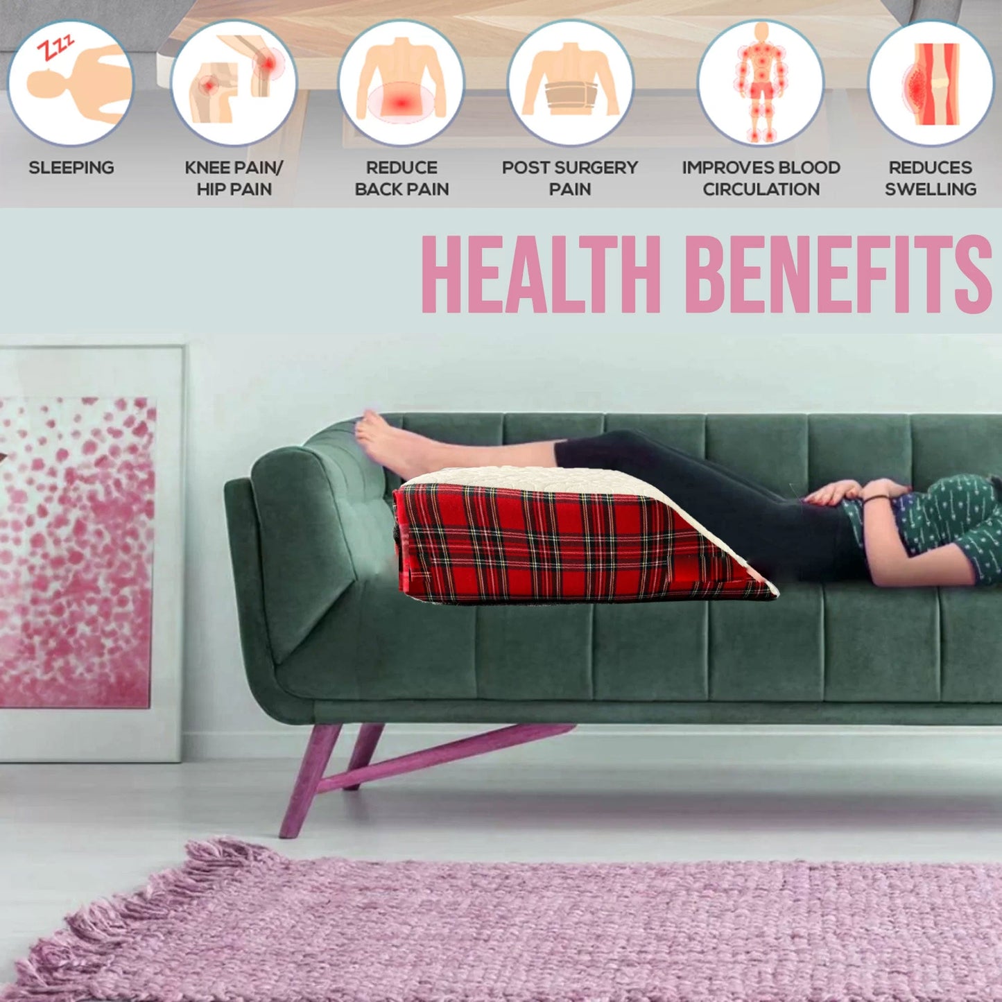 Elevating Wedge Memory Foam Leg Rest Support Cushion Pillow - TheComfortshop.co.ukPillows0721718962663thecomfortshopTheComfortshop.co.ukLeg Wedge TARTAN RED SIDETartan Red SideElevating Wedge Memory Foam Leg Rest Support Cushion Pillow - TheComfortshop.co.uk