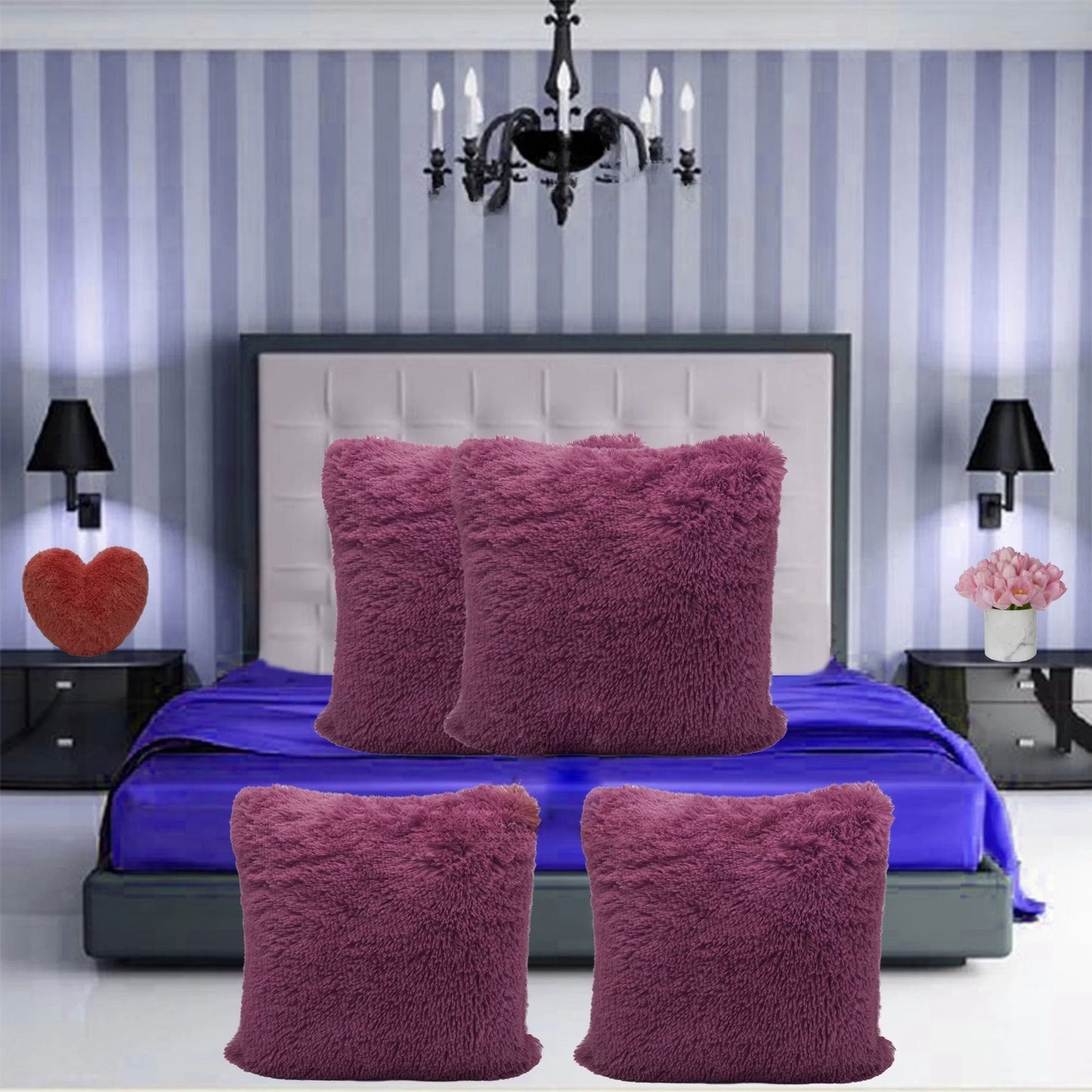 Pack Of 4 Teddy Hug & Snug Fluffy Fleece Cushion Cover - TheComfortshop.co.ukPillow Case0721718974291thecomfortshopTheComfortshop.co.ukCuddles Cover 43cm Plum X 4PlumPack Of 4 Teddy Hug & Snug Fluffy Fleece Cushion Cover - TheComfortshop.co.uk