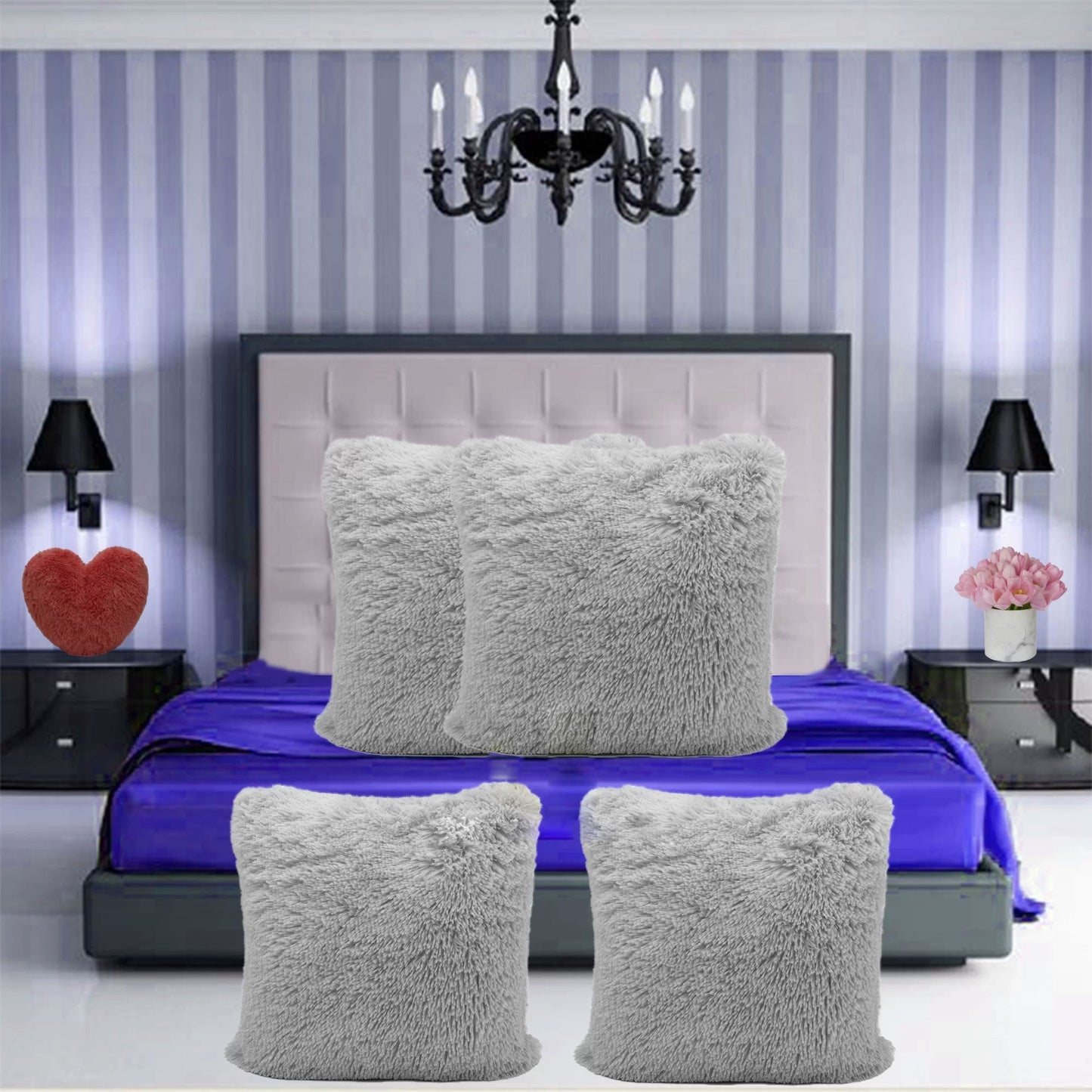 Pack Of 4 Teddy Hug & Snug Fluffy Fleece Cushion Cover - TheComfortshop.co.ukPillow Case0721718974284thecomfortshopTheComfortshop.co.ukCuddles Cover 43cm Silver X 4SilverPack Of 4 Teddy Hug & Snug Fluffy Fleece Cushion Cover - TheComfortshop.co.uk