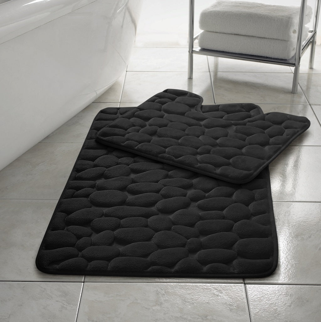 Pebbles Bath Mat Pedestal Memory Foam 2pc Set - TheComfortshop.co.ukBath Mats0721718974475thecomfortshopTheComfortshop.co.ukMF Pebble Bath Mat BlackBlackPebbles Bath Mat Pedestal Memory Foam 2pc Set - TheComfortshop.co.uk