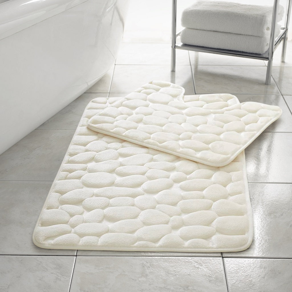 Pebbles Bath Mat Pedestal Memory Foam 2pc Set - TheComfortshop.co.ukBath Mats0721718974451thecomfortshopTheComfortshop.co.ukMF Pebble Bath Mat CreamCreamPebbles Bath Mat Pedestal Memory Foam 2pc Set - TheComfortshop.co.uk