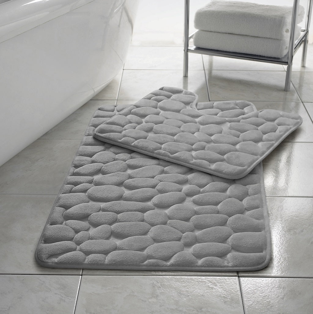 Pebbles Bath Mat Pedestal Memory Foam 2pc Set - TheComfortshop.co.ukBath Mats0721718974499thecomfortshopTheComfortshop.co.ukMF Pebble Bath Mat SilverSilverPebbles Bath Mat Pedestal Memory Foam 2pc Set - TheComfortshop.co.uk