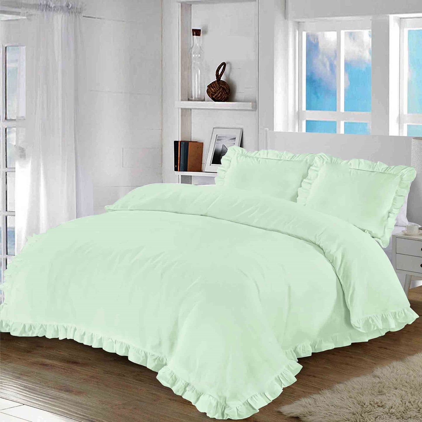 Plain Ruffle Santiago Duvet Cover Set Frill Bedding Quilt Set With Pillowcases - TheComfortshop.co.ukDuvet Covers0721718976394thecomfortshopTheComfortshop.co.ukSantiago Frill DC Duck Egg SingleSingleDuck EggPlain Ruffle Santiago Duvet Cover Set Frill Bedding Quilt Set With Pillowcases - TheComfortshop.co.uk