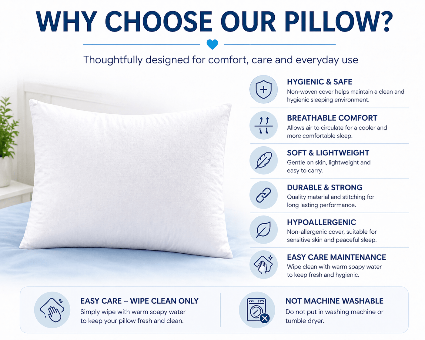 Wipe Clean Support Pillow 19 x 29 Inch β Fire Retardant Polypropylene Cover, Easy Care Standard Bed Pillow for Home & Guest Use - TheComfortshop.co.ukTheComfortshop.co.ukTheComfortshop.co.ukBlue hospital pillowWipe Clean Support Pillow 19 x 29 Inch β Fire Retardant Polypropylene Cover, Easy Care Standard Bed Pillow for Home & Guest Use - TheComfortshop.co.uk