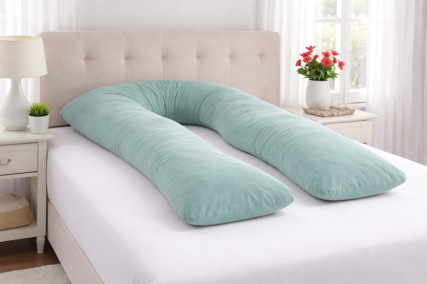 U-Shaped 9FT Body Pillow Case Cover – Maternity & Pregnancy, 21 Colours, Zip Closure - TheComfortshop.co.uk