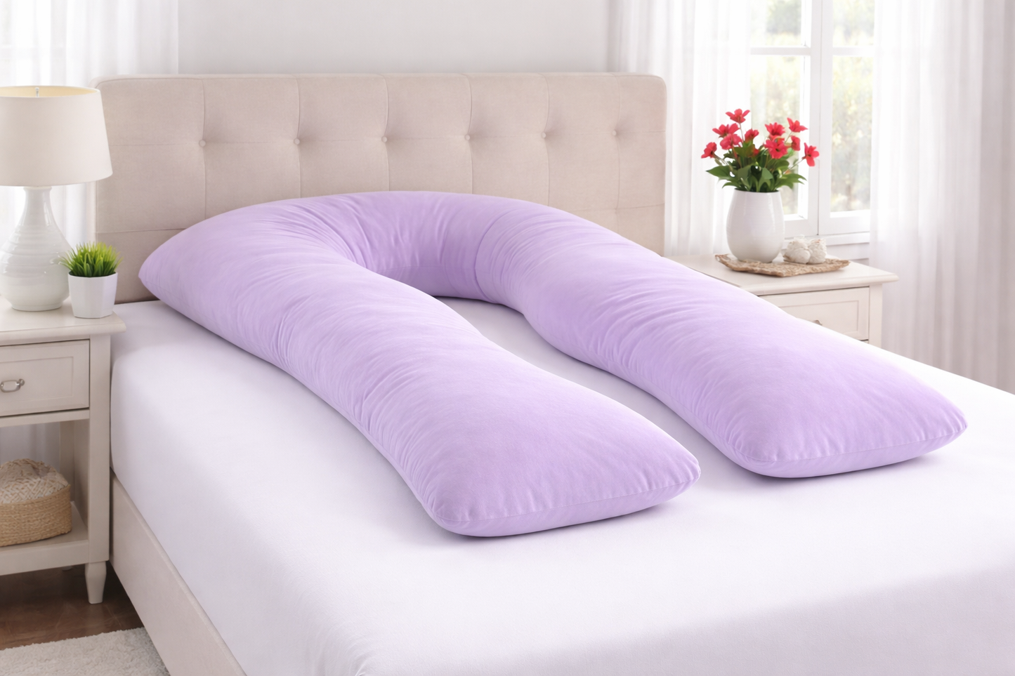 U-Shaped 9FT Body Pillow Case Cover – Maternity & Pregnancy, 21 Colours, Zip Closure - TheComfortshop.co.uk