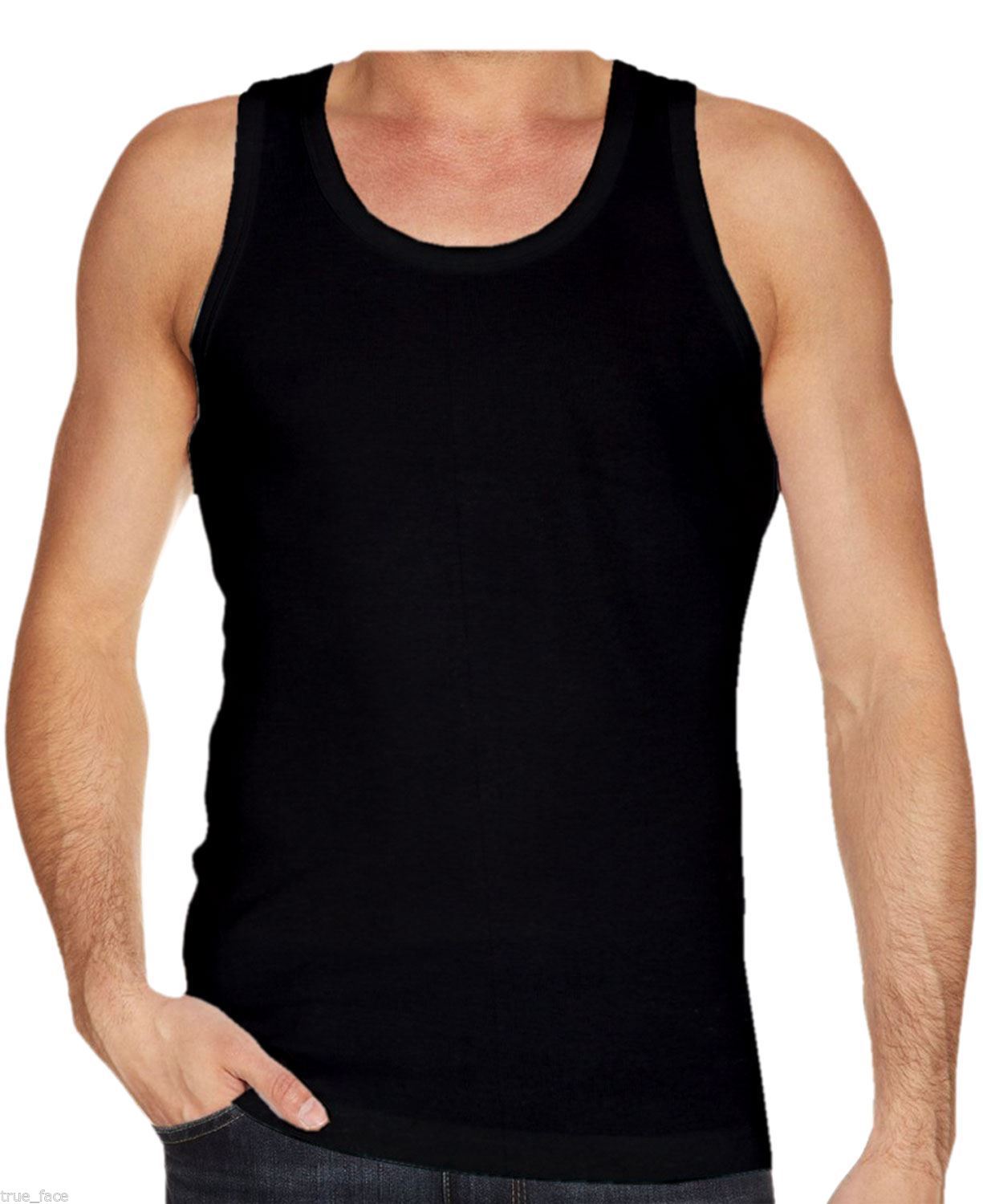 MENS VEST PLAIN 100% COTTON T SHIRT SLEEVELESS TANK TOP - TheComfortshop.co.uk