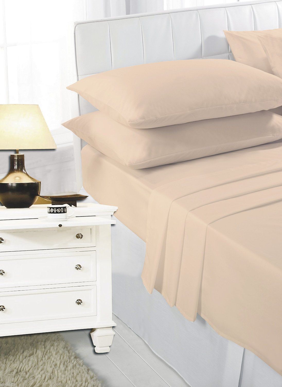 Fitted Plain Dyed Elasticated Polycotton Percale Bed Sheet - TheComfortshop.co.uk