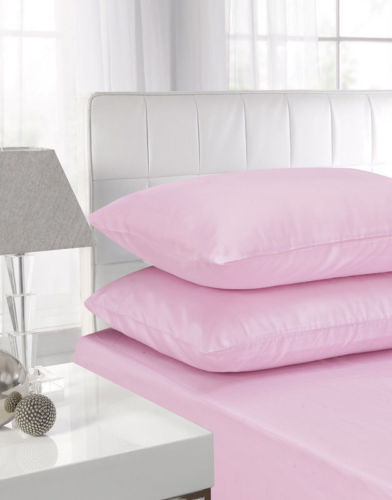 Flat Plain Dyed Polycotton Easy Care Bed Sheet or Pillowcases - TheComfortshop.co.uk