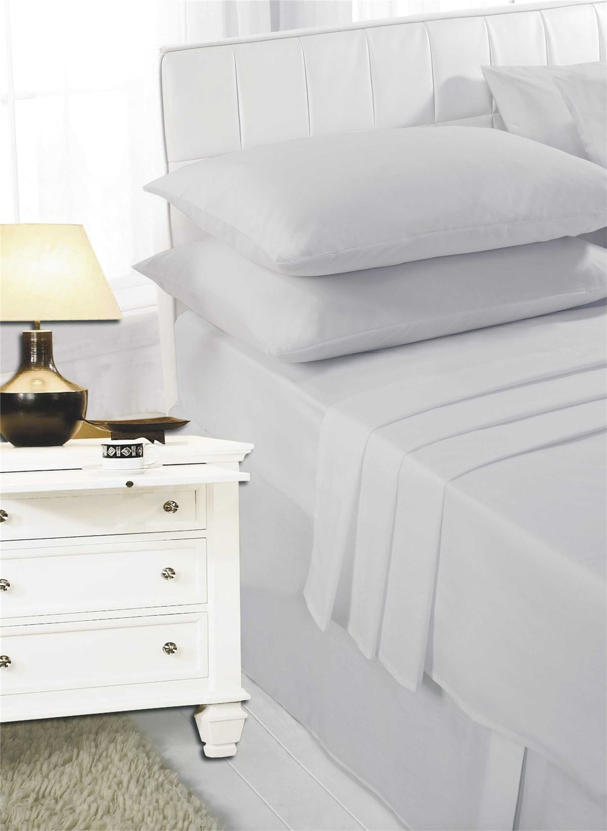 Flat Plain Dyed Polycotton Easy Care Bed Sheet or Pillowcases - TheComfortshop.co.uk