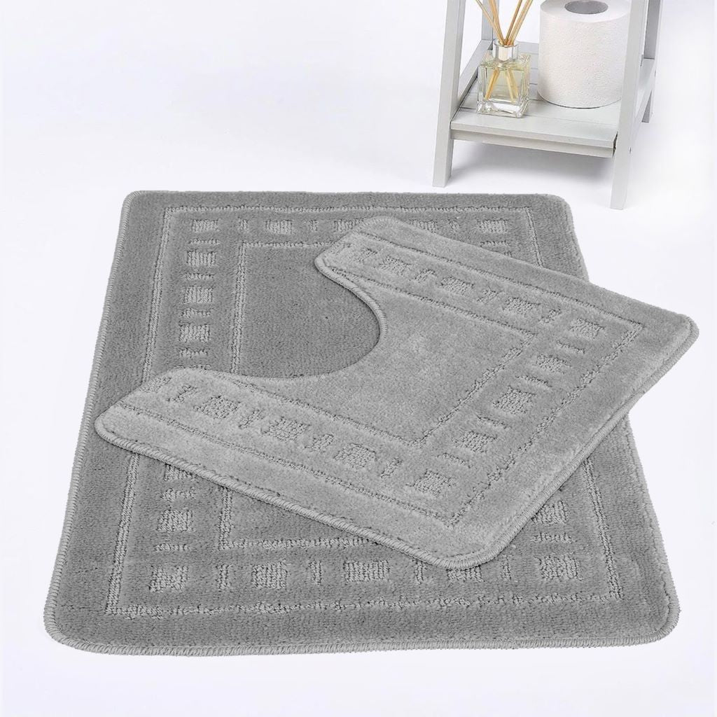 Bath Mat Set 2 Pcs Pedestal Non Slip Absorbent Soft Diem Toilet Bathroom Rug - TheComfortshop.co.ukBath Mats0721718957706thecomfortshopTheComfortshop.co.ukBath Mat Diem NZSilverBath Mat Set 2 Pcs Pedestal Non Slip Absorbent Soft Diem Toilet Bathroom Rug - TheComfortshop.co.uk