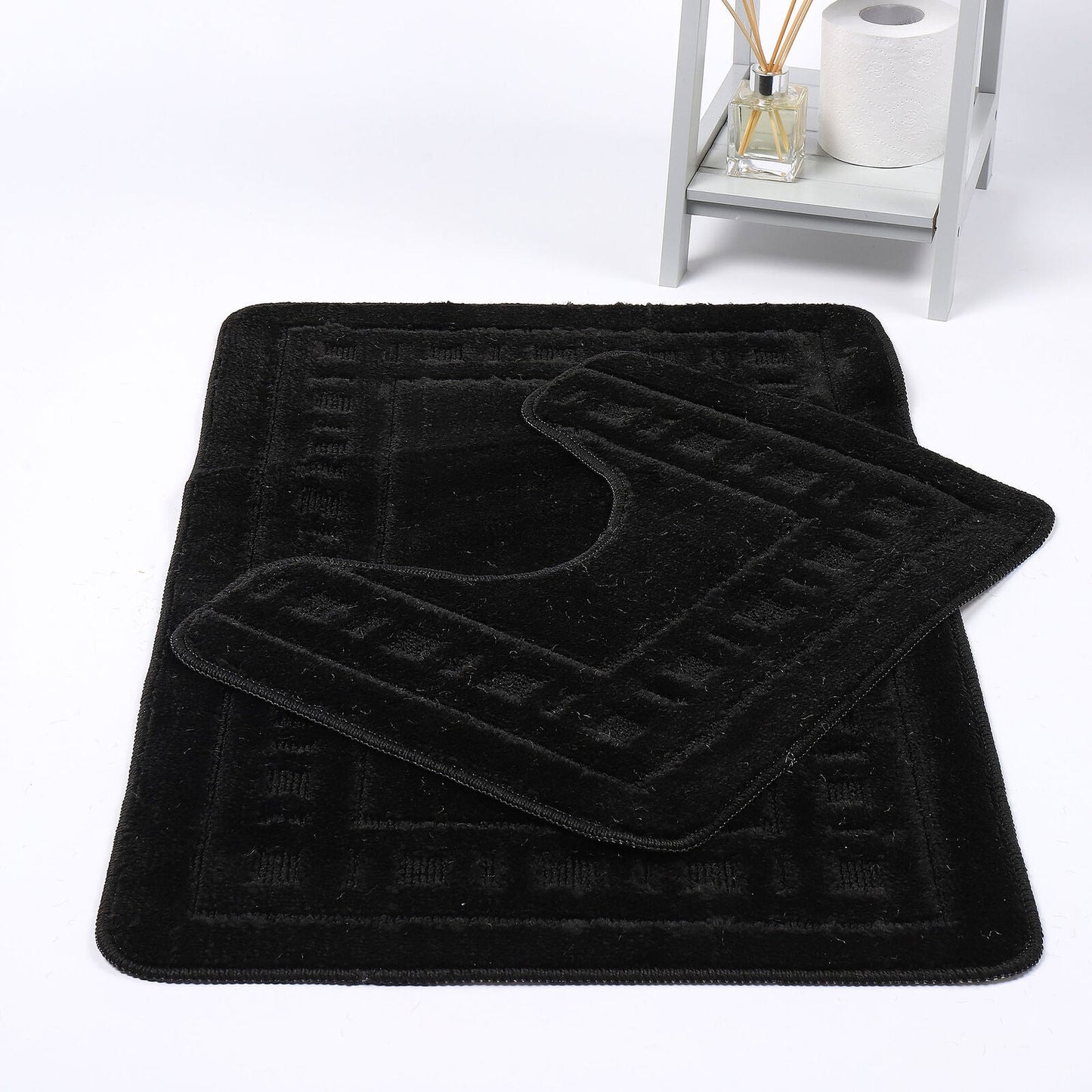 Bath Mat Set 2 Pcs Pedestal Non Slip Absorbent Soft Diem Toilet Bathroom Rug - TheComfortshop.co.ukBath Mats0721718957683thecomfortshopTheComfortshop.co.ukDiem Bath Mat BlackBlackBath Mat Set 2 Pcs Pedestal Non Slip Absorbent Soft Diem Toilet Bathroom Rug - TheComfortshop.co.uk