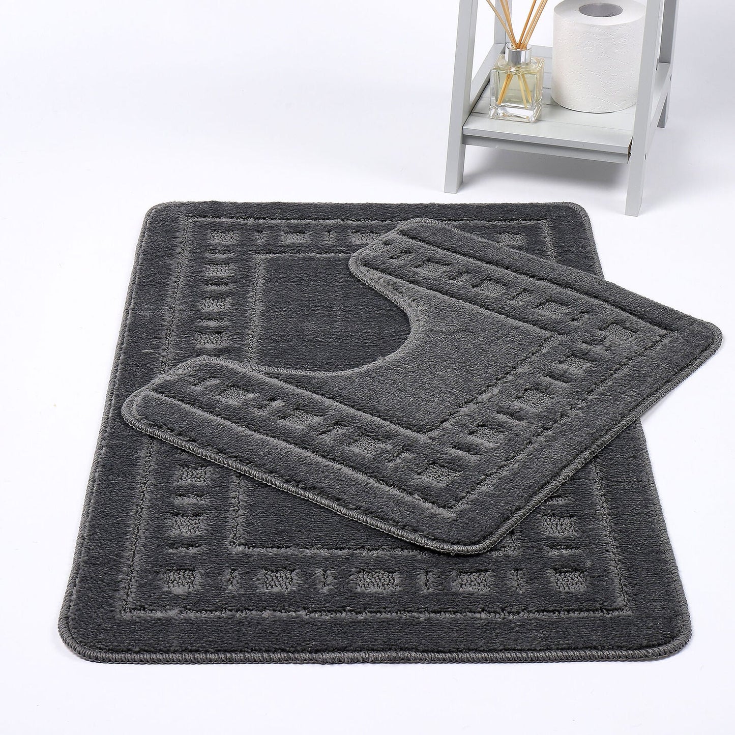 Bath Mat Set 2 Pcs Pedestal Non Slip Absorbent Soft Diem Toilet Bathroom Rug - TheComfortshop.co.ukBath Mats0721718957669thecomfortshopTheComfortshop.co.ukDiem Bath Mat GreyGreyBath Mat Set 2 Pcs Pedestal Non Slip Absorbent Soft Diem Toilet Bathroom Rug - TheComfortshop.co.uk