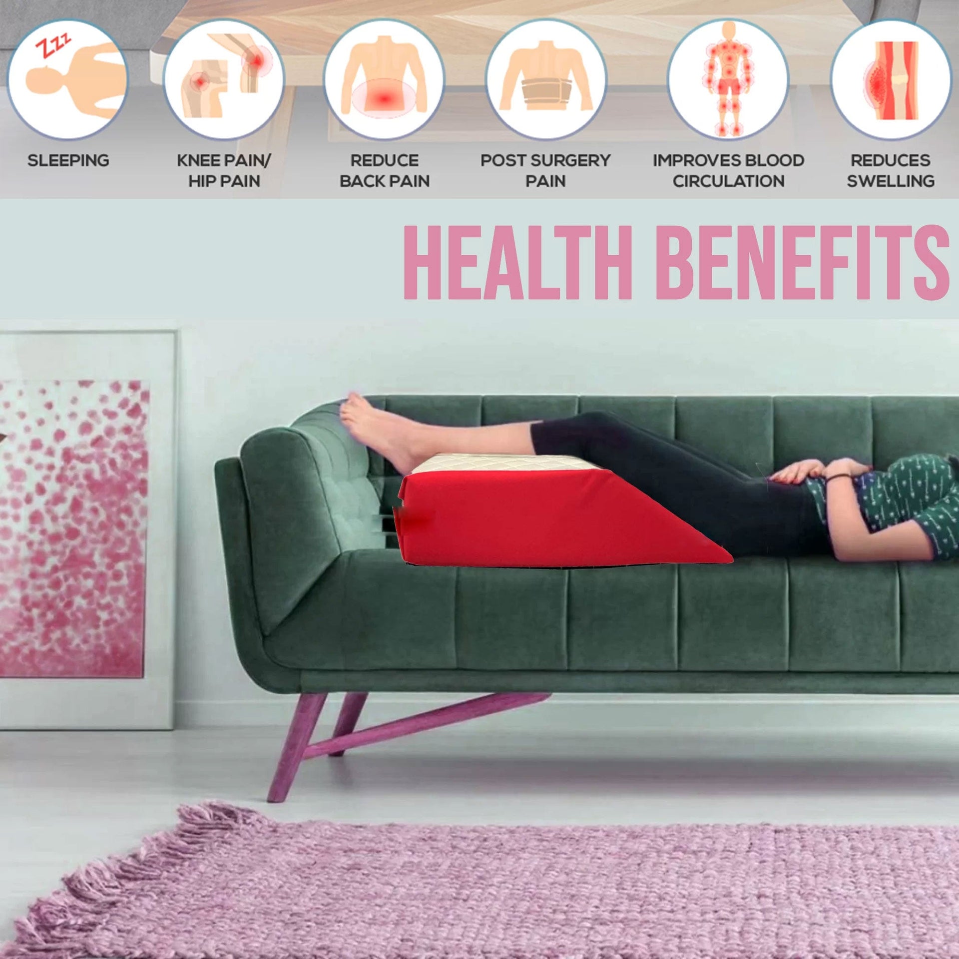 Elevating Wedge Memory Foam Leg Rest Support Cushion Pillow