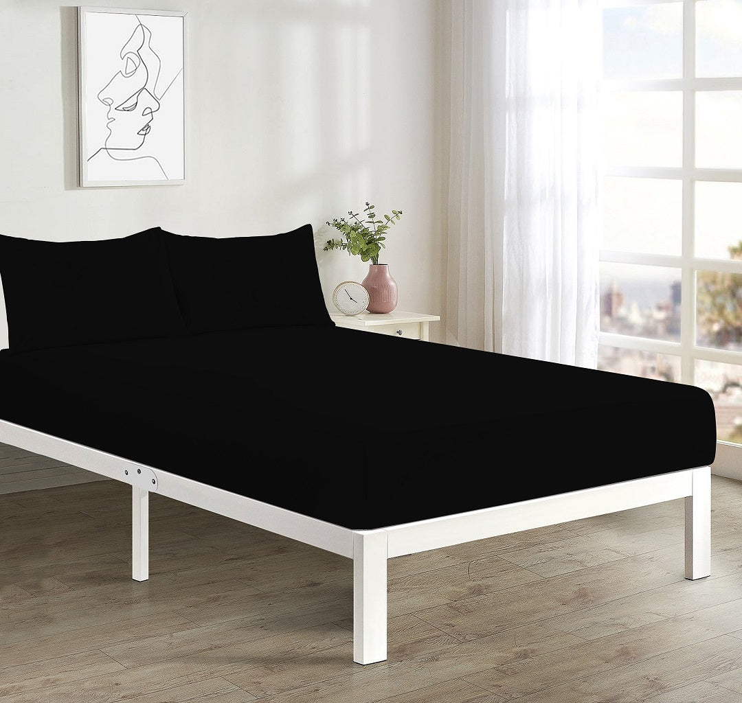 Fitted Bed Sheet + 2 FREE Pillowcases | Plain Dyed | Soft & Durable | All Sizes & Colours - TheComfortshop.co.ukBed Sheets0721718963592thecomfortshopTheComfortshop.co.ukPC FIT FREE PP Black KingBlackKingFitted Bed Sheet + 2 FREE Pillowcases | Plain Dyed | Soft & Durable | All Sizes & Colours