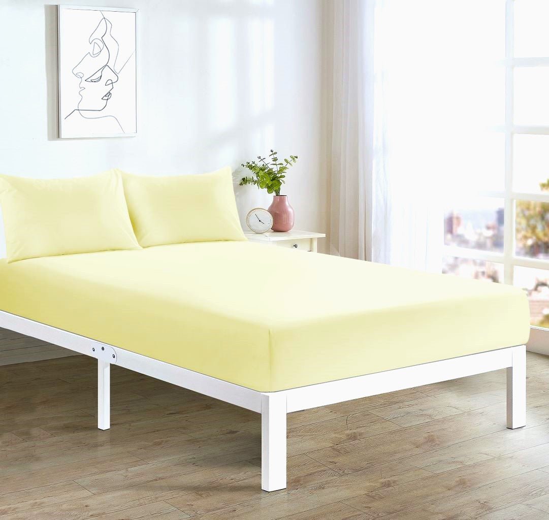 Fitted Bed Sheet + 2 FREE Pillowcases | Plain Dyed | Soft & Durable | All Sizes & Colours - TheComfortshop.co.ukBed Sheets0721718963646thecomfortshopTheComfortshop.co.ukPC FIT FREE PP Lemon KingLemonKingFitted Bed Sheet + 2 FREE Pillowcases | Plain Dyed | Soft & Durable | All Sizes & Colours