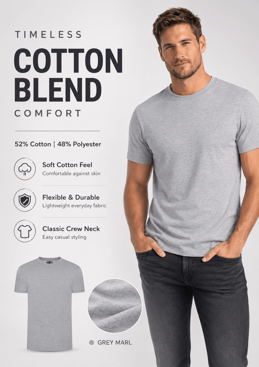 Men's Polycotton T-Shirt | 52% Cotton 48% Polyester | Soft Breathable Everyday Tee - TheComfortshop.co.ukTheComfortshop.co.ukTheComfortshop.co.ukT-Shirt-Kaki-SmallKHAKISMen's Polycotton T-Shirt | 52% Cotton 48% Polyester | Soft Breathable Everyday Tee - TheComfortshop.co.uk