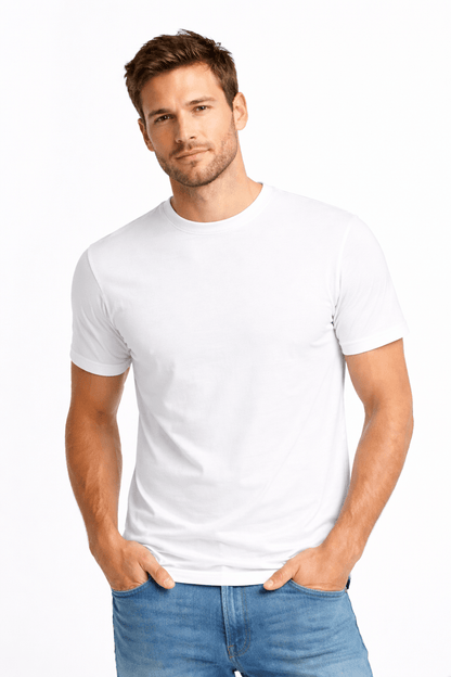 Men's Polycotton T-Shirt | 52% Cotton 48% Polyester | Soft Breathable Everyday Tee - TheComfortshop.co.ukTheComfortshop.co.ukTheComfortshop.co.ukT-Shirt-White-SmallWhiteSMen's Polycotton T-Shirt | 52% Cotton 48% Polyester | Soft Breathable Everyday Tee - TheComfortshop.co.uk