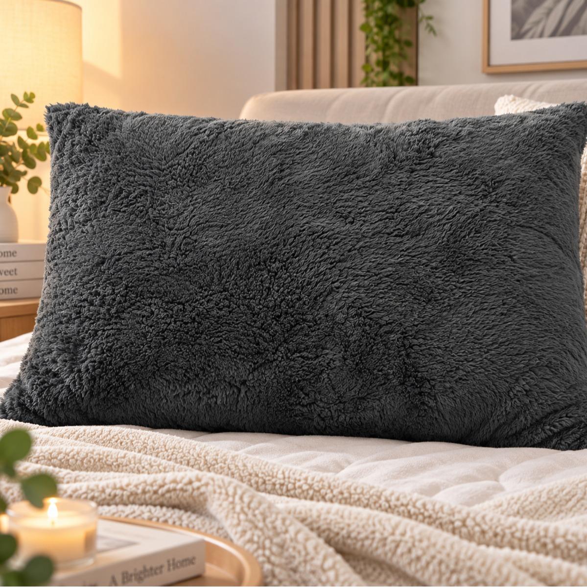 Soft Teddy Fleece Pillow - TheComfortshop.co.ukTheComfortshop.co.ukTheComfortshop.co.ukTeddy filled pillow charcoalcharcoalSoft Teddy Fleece Pillow