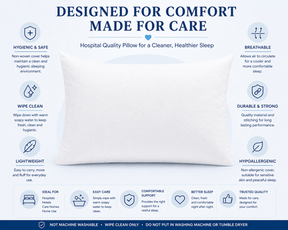 Wipe Clean Support Pillow 19 x 29 Inch – Fire Retardant Polypropylene Cover, Easy Care Standard Bed Pillow for Home & Guest Use - TheComfortshop.co.ukTheComfortshop.co.ukTheComfortshop.co.ukBlue hospital pillowWipe Clean Support Pillow 19 x 29 Inch – Fire Retardant Polypropylene Cover, Easy Care Standard Bed Pillow for Home & Guest Use - TheComfortshop.co.uk