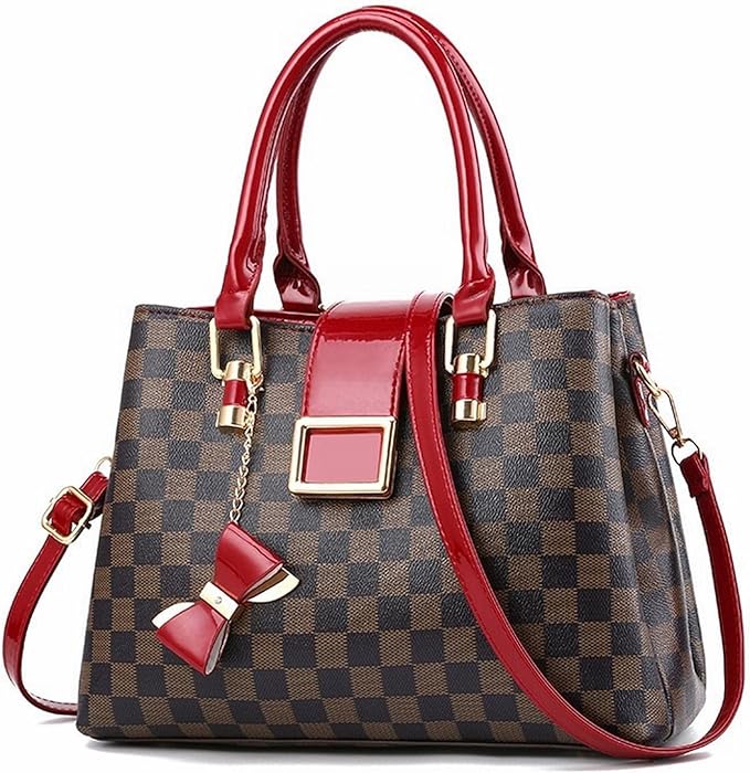 Women's Top-handle bags, Large Luxury handbag - TheComfortshop.co.ukHand BagTheComfortshop.co.ukTheComfortshop.co.ukRed chequeredWomen's Top-handle bags, Large Luxury handbag